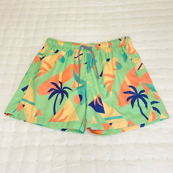 Boardies Swim Trunks Men's M Bright Green Tropical Geometric Print, Beach, Pool - Picture 1 of 11